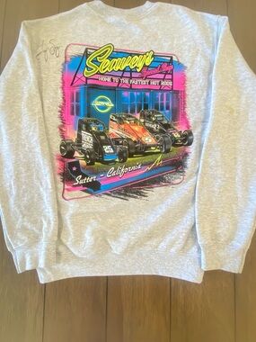 Signed autographed Logan Seavey Grey Graphic Crewneck Sweatshirt